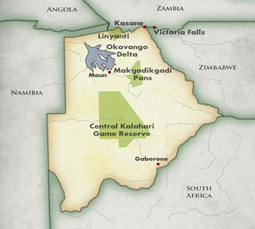 map of Botswana