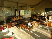 The comfortable lounge at Tubu Tree Camp in the Okavango Delta, Botswana, makes a great place to relax between game drives.